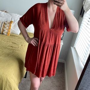 By Together Rust Double V Mini Dress L